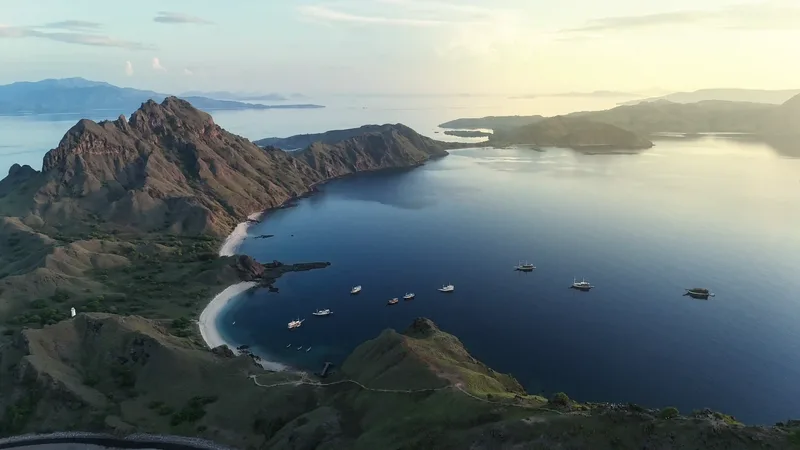 Padar Island's bays seen from the air, Komodo National Park