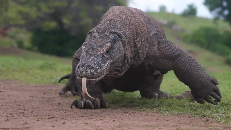A Komodo dragon on open ground, Komodo National Park