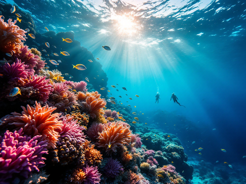 Batu Bolong coral wall with schooling fish