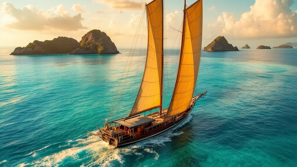 Traditional phinisi under full sail